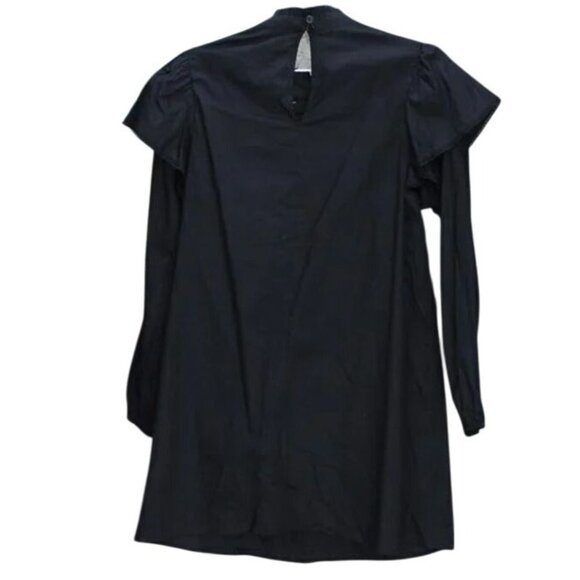 Wild Fable Women's Long Sleeve High Neck Poplin Dress Black Small - Picture 3 of 3